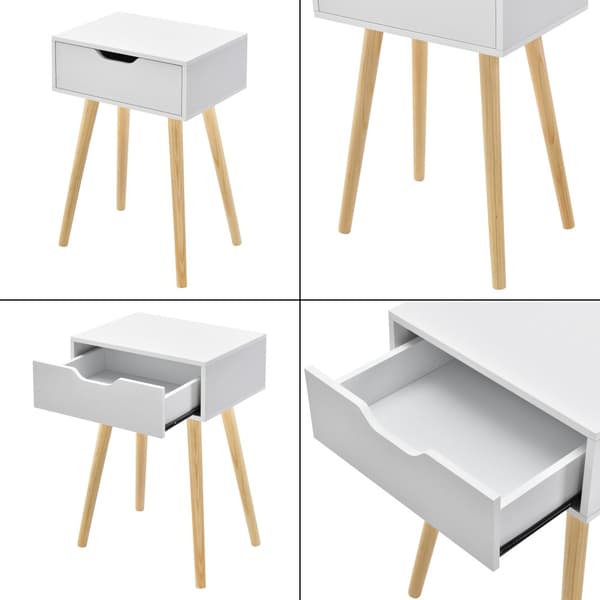 Sidobord Östersund sängbord med låda 60x40x29,5 cm vit [en.casa]