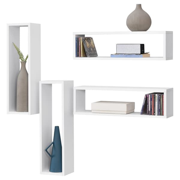 [en.casa] Väggskåp Fagernes set 4-59x14,5x17cm-melaminbelagd spånskiva-vit