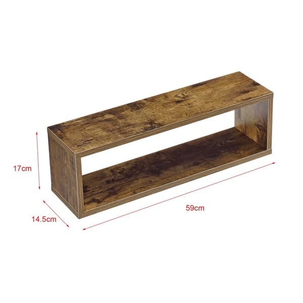 [en.casa] Väggskåp Fagernes set 4-59x14,5x17cm-melaminbelagd spånskiva-mörk träfärg