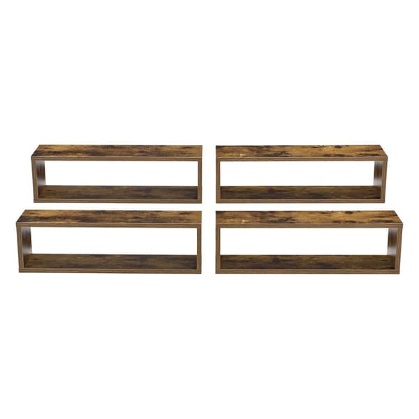 [en.casa] Väggskåp Fagernes set 4-59x14,5x17cm-melaminbelagd spånskiva-mörk träfärg