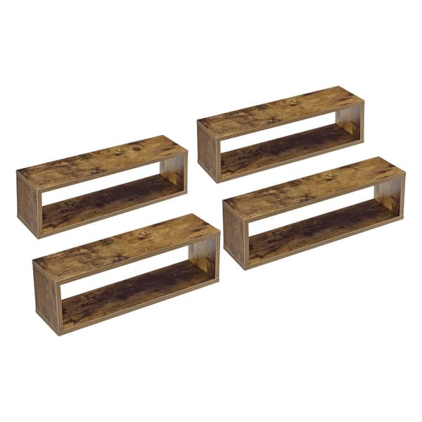 [en.casa] Väggskåp Fagernes set 4-59x14,5x17cm-melaminbelagd spånskiva-mörk träfärg