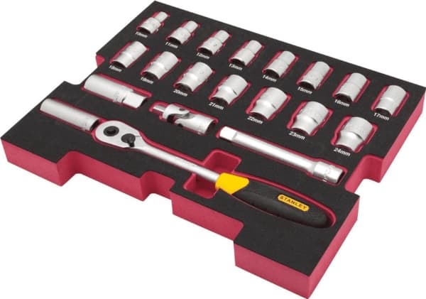 Stanley FATMAX TSTAK, 10,11,12,13,14,15,16,17,18,19,20,21,22,23,24 mm, 14 styck, Svart, Rostfritt stål, Gul, Svart, Gul, 1/2"