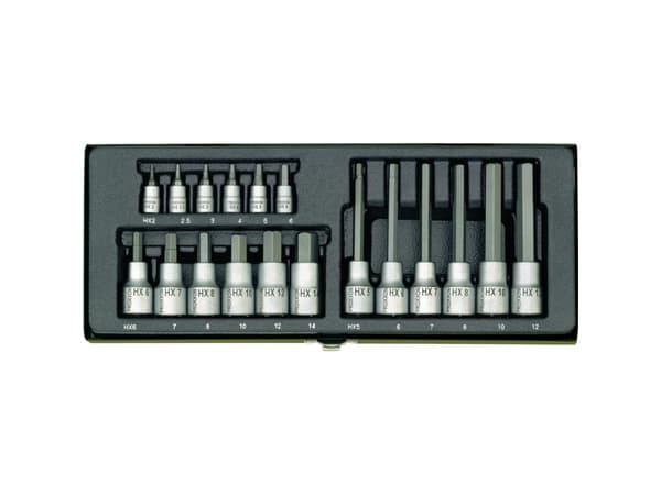 Proxxon 23 100, 18 kpl, 2,2.5,3,4,5,6,7,8,10,12 mm, 25,4 / 4 mm (1 / 4"), Laatikko
