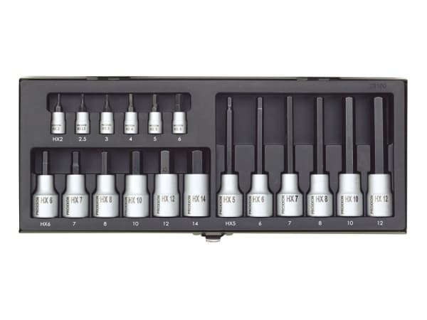 Proxxon 23 100, 18 kpl, 2,2.5,3,4,5,6,7,8,10,12 mm, 25,4 / 4 mm (1 / 4"), Laatikko