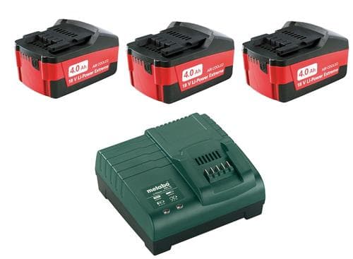 METABO. 3x4.0Ah BATTERI + LADARE ASC 55
