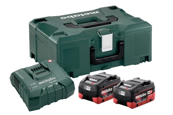 Metabo 685077000, Akku- ja laturisetti, Erittäin tiheä litiumioni (LiHD), 5,5 ah, 18 V, Metabo, 2 kpl