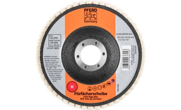 PFERD 44371125, 7650 rpm, 2,22 cm, 12,5 cm, 22 mm, 5 st