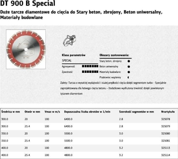 KLINGSPOR SEGMENTAL DIAMOND -levy 350mm x 3.0mm x 25.4mm DT900B