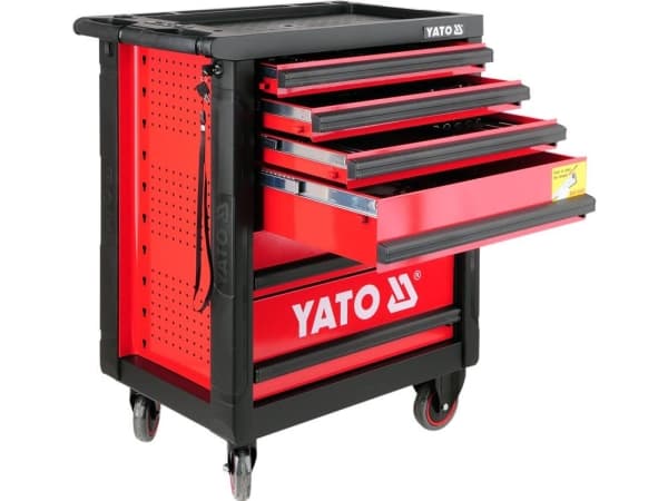 Yato YT-5530, Terästä, Musta, Punainen, 6 laatikko(a), Kuulalaakeriset teleskooppikiskolaatikot, 25 kg, 35 kg