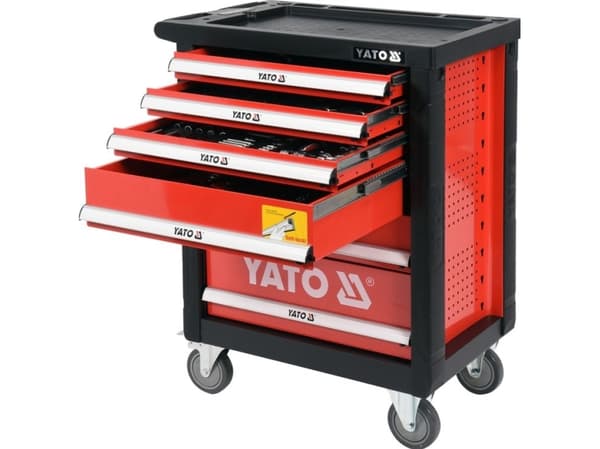 Yato YT-55307, Stål, Sort, Rød, 6 skuffer, Kulelagerbaserte teleskopskinner, 25 kg, 35 kg