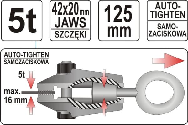 Yato YT-2542, Itselukittuva puristin, Hiiliteräs, 1 kpl