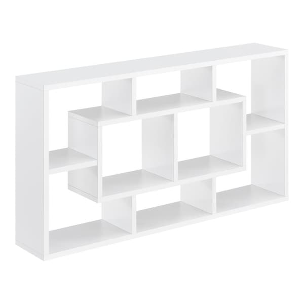 [en.casa] Vägghylla Saputit med 8 fack-85x16x48cm-melaminbelagd spånskiva-vit