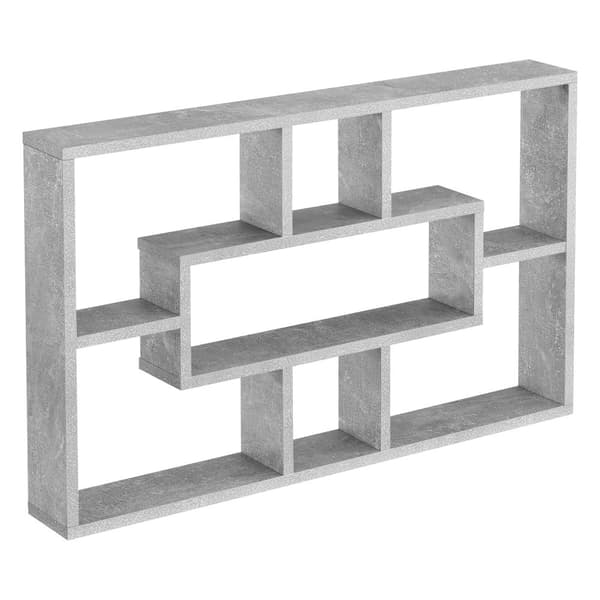 [en.casa]® Vägghylla Qinngua med 7 fack-77x10x48cm-melaminbelagd spånskiva-betongimitation