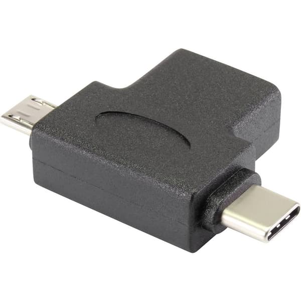 Renkforce USB 3.0 Adapter [1x USB-C® hane, USB 2.0 Micro-B hane - 1x USB 3.2 Gen 1 A hona (USB 3.1)] OTG, guldpläterad