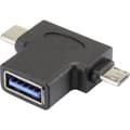 Miniatyrbild 4 av 4: Renkforce USB 3.0 Adapter [1x USB-C® hane, USB 2.0 Micro-B hane - 1x USB 3.2 Gen 1 A hona (USB 3.1)] OTG, guldpläterad