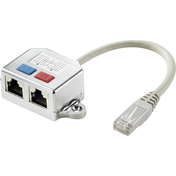 Renkforce RJ45 Nätverk T-adapter CAT 6 [2x RJ45 hona - 1x RJ45 hane] 15.00 cm Metall