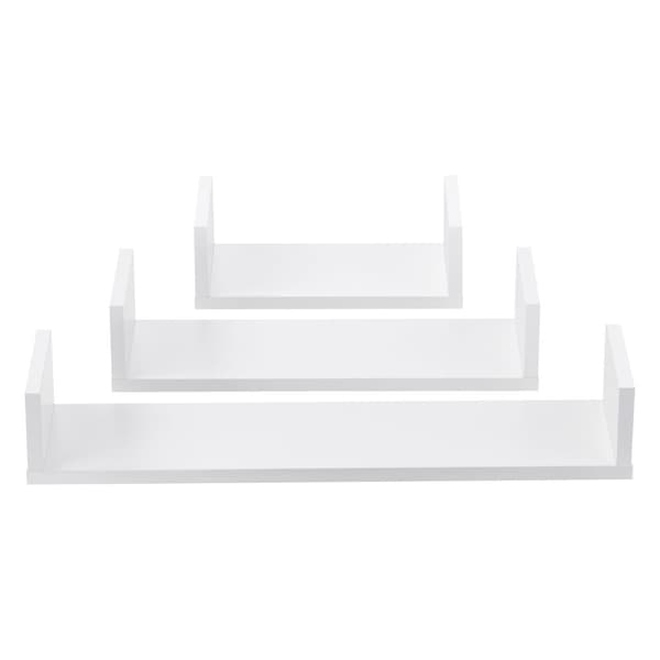 [en.casa]® Vägghylla Vennesia set 3-30/45/60x15x10cm-melaminbelagd spånskiva-vit