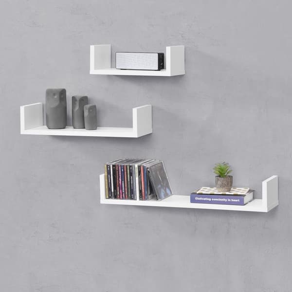 [en.casa]® Vägghylla Vennesia set 3-30/45/60x15x10cm-melaminbelagd spånskiva-vit