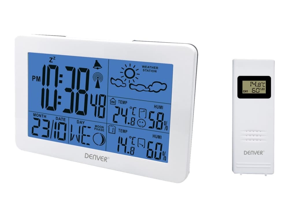 Denver WS-530WHITE, Vit, Inomhushygrometer, Inomhustermometer, Utomhushygrometer, Utomhustermometer, 20 - 90%, 0 - 50 ° C, Batteri, 159 mm
