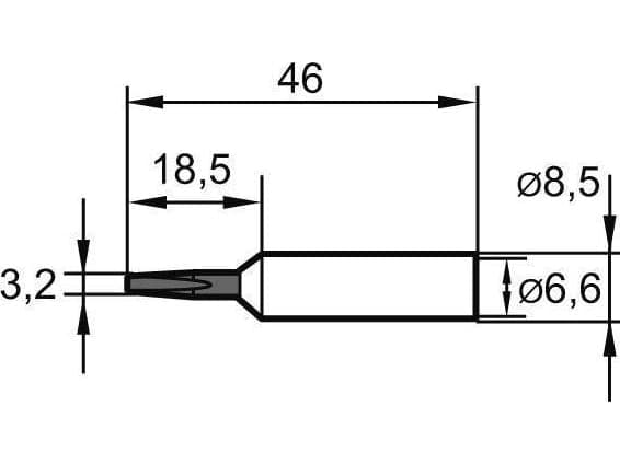 Ersa 0832EDLF Loddespids Mejselform, lige Spidsstørrelse 3.2 mm Indhold 1 stk