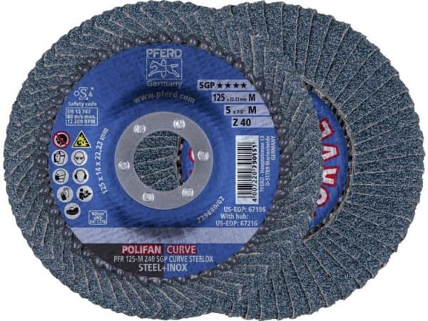 PFERD Polifan, Slipeskive, Rustfritt stål, Stål, Alle merker, 12,5 cm, 2 stykker