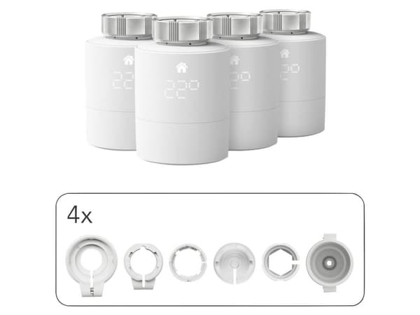 tado° Smart Radiator Thermostat - Quattro, Vit, ABS synthetics, Polykarbonat, Rotations-, 868 MHz, LED, AA