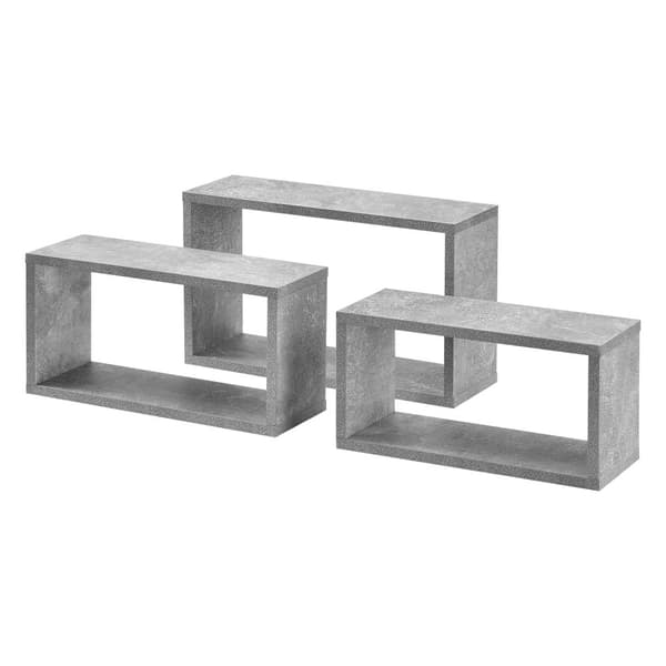 [en.casa]® Vägghylla Mandal set om 3-melaminbelagd spånskiva-betongimitation-max.belastning: 5 kg per hylla