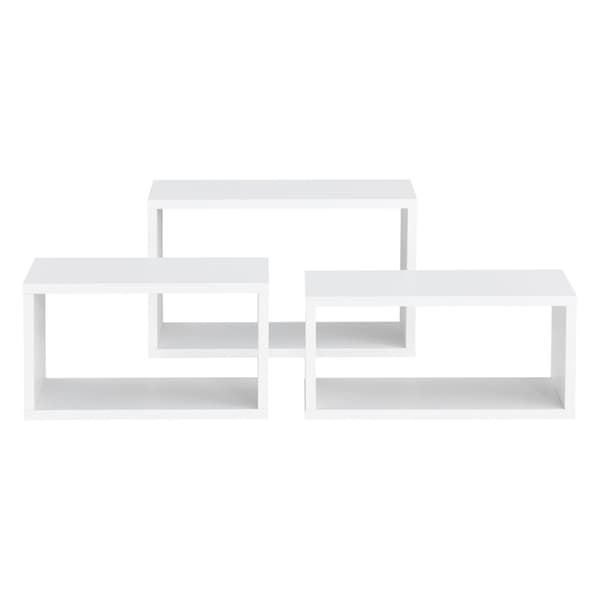 [en.casa]® Vägghylla Mandal set om 3-melaminbelagd spånskiva-vit-max.belastning: 5 kg per hylla