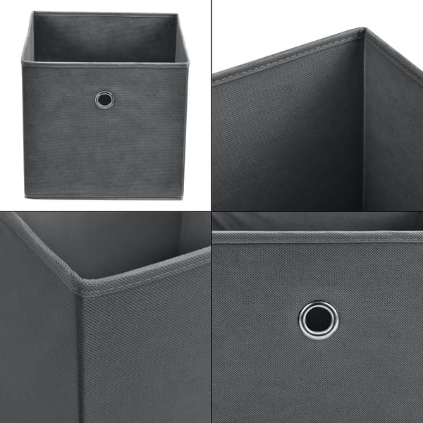 [en.casa] Hopfällbar förvaringslåda set om 10-28x30x30cm-nonwoven tyg-mörkgrå