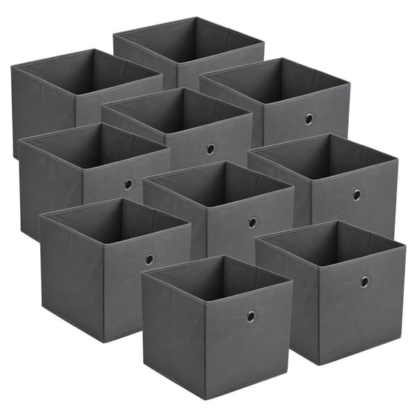[en.casa] Hopfällbar förvaringslåda set om 10-28x30x30cm-nonwoven tyg-mörkgrå