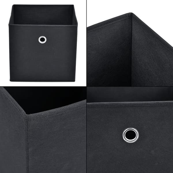 [en.casa] Hopfällbar förvaringslåda set om 10-28x30x30cm-nonwoven tyg-svart