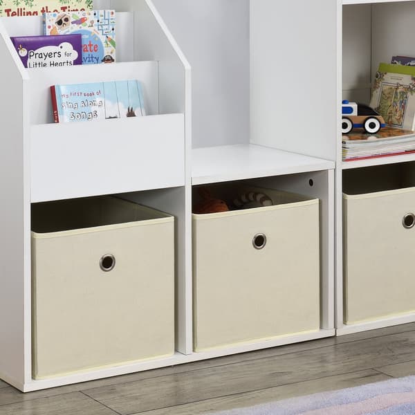 [en.casa] Hopfällbar förvaringslåda set om 10-28x30x30cm-nonwoven tyg-beige