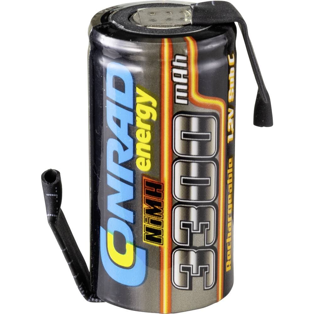 RC Batteri-cell NiMH Sub-C 1.2 V 3300 mAh Conrad energy med lödstift