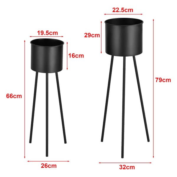 [en.casa]® Växtställ Dalhem set om 2 med inbyggda krukor-metall svart