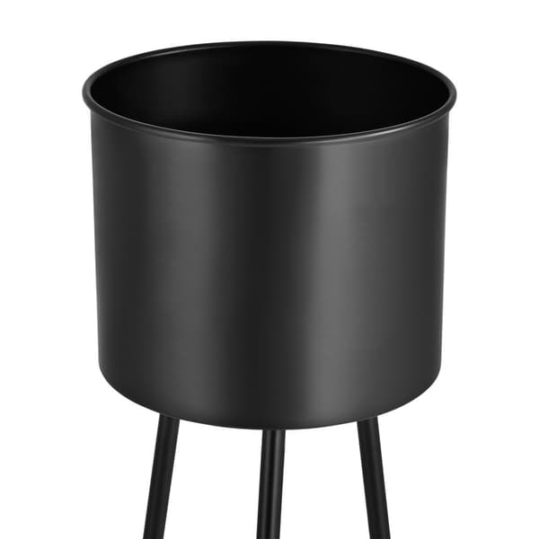 [en.casa]® Växtställ Dalhem set om 2 med inbyggda krukor-metall svart
