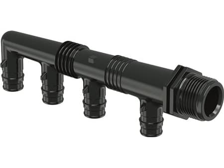 Uponor Q&E fordelerrør 4x16 - Nippeli PPSU g3/4mt 4x16 c/c45+2x35mm, kuorirengas 045338216