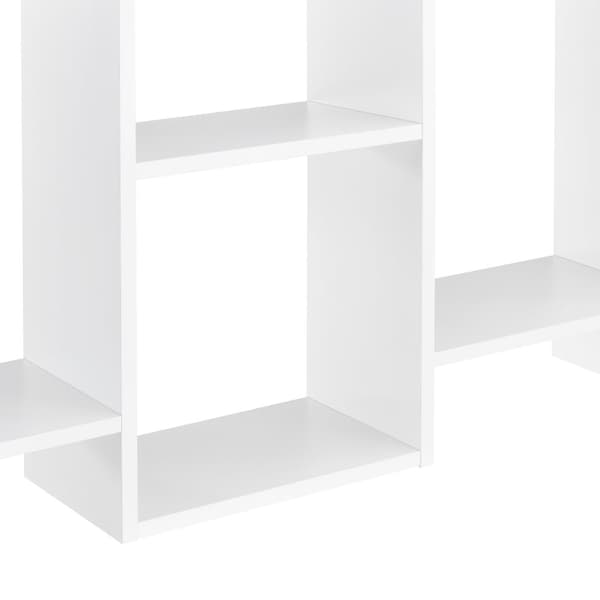 [en.casa]® Vägghylla Jessheim med 7 fack-161x18x65cm-melaminbelagd spånskiva-vit matt lackad