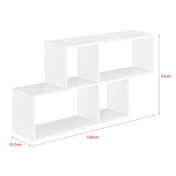 [en.casa]® Vägghylla Bryne med 4 fack-100x19,5x53cm-melaminbelagd spånskiva-vit