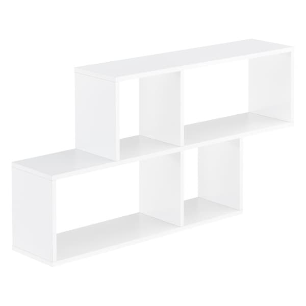 [en.casa]® Vägghylla Bryne med 4 fack-100x19,5x53cm-melaminbelagd spånskiva-vit