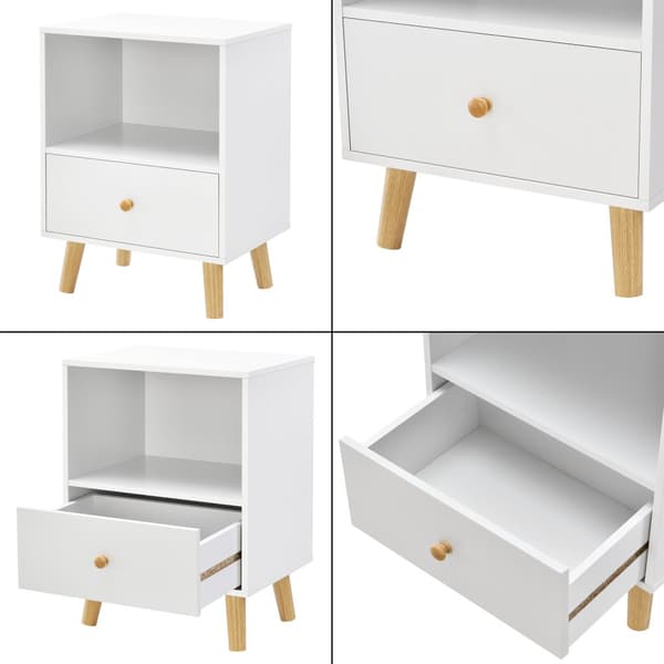 [en.casa]® Sängbord Sundsvall med låda-54x40x30cm-spånskiva-trä-vit