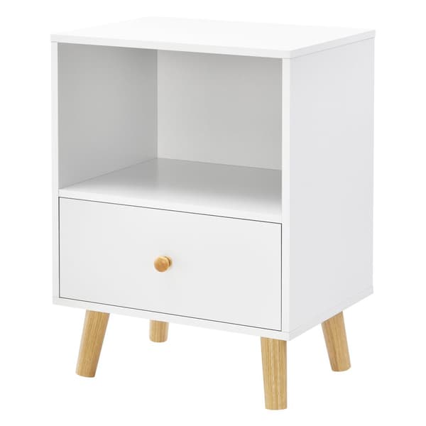 [en.casa]® Sängbord Sundsvall med låda-54x40x30cm-spånskiva-trä-vit