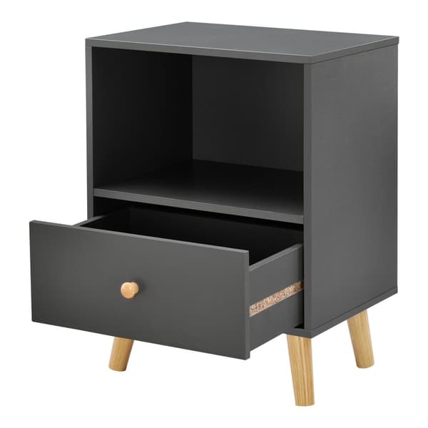 [en.casa]® Sängbord Sundsvall med låda-54x40x30cm-spånskiva-trä-mörkgrå