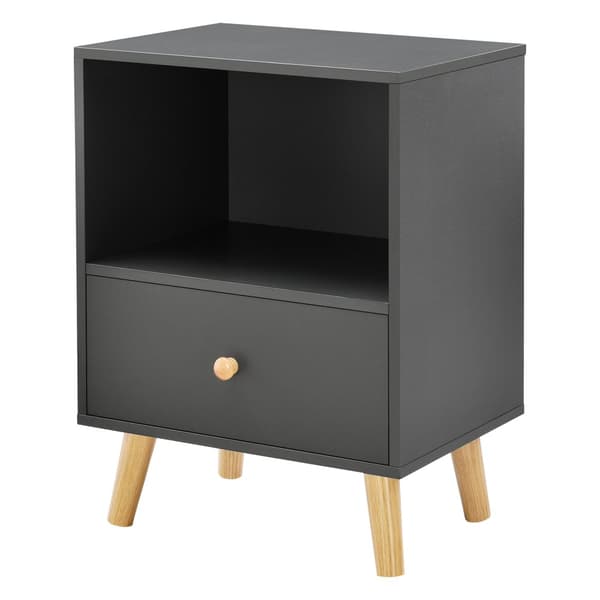[en.casa]® Sängbord Sundsvall med låda-54x40x30cm-spånskiva-trä-mörkgrå