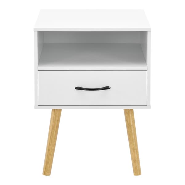 [en.casa]® Sängbord Gävle med låda-57x42x40cm-spånskiva-trä-vit