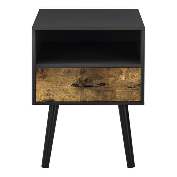 [en.casa]® Sängbord Gävle med låda-57x42x40cm-spånskiva-trä-mörk träfärg-svart