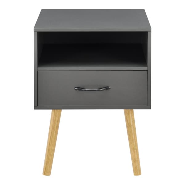 [en.casa]® Sängbord Gävle med låda-57x42x40cm-spånskiva-trä-mörkgrå