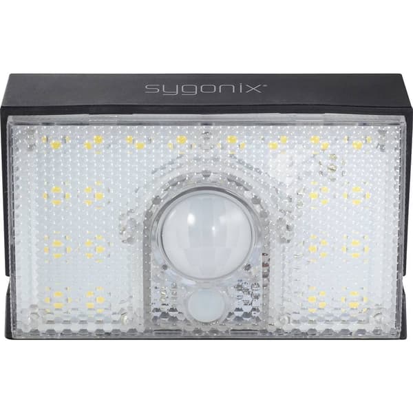 Sygonix SY-4673536 Solcells-utomhusväggbelysning med rörelsedetektor LED LED fast installerad 10 W Svart