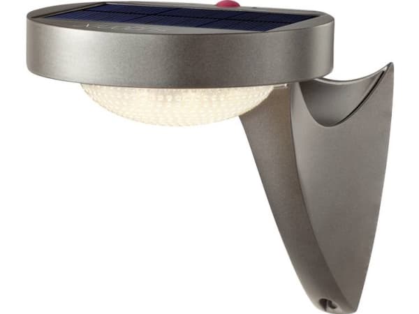 Sygonix SY-4673532 Solcelle-udendørs vægbelysning med bevægelsessensor LED (RGB) LED indbygget 10 W Grå (mat)