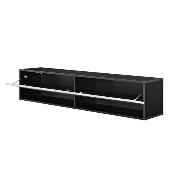 [en.casa]® Tv-bänk Halmstad-vägghängd- 140x31x30cm-melaminbelagd spånskiva-svart-betongimitation