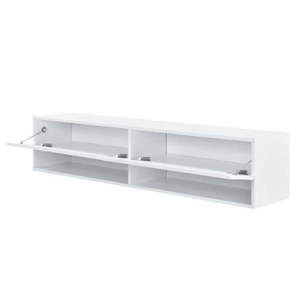 [en.casa]® Tv-bänk Halmstad-vägghängd- 140x31x30cm-melaminbelagd spånskiva-vit